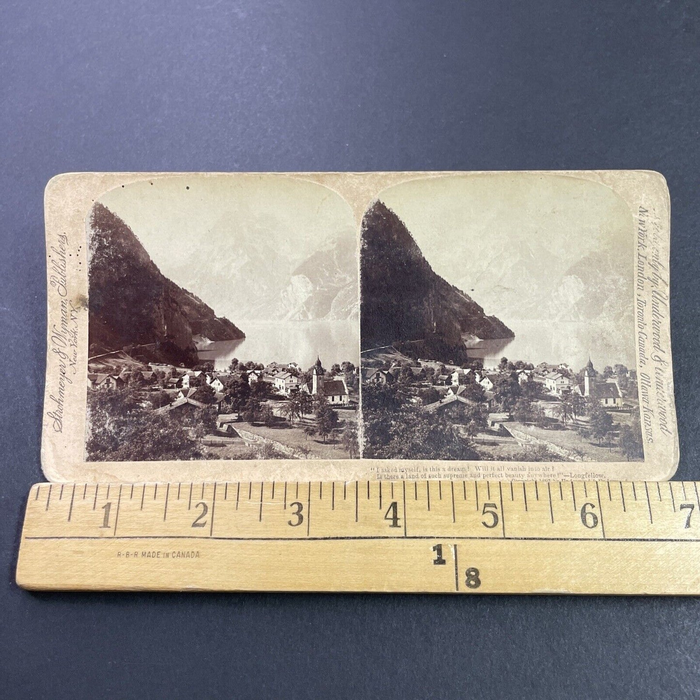 Antique 1897 Flüelen Fluelen Village Switzerland Stereoview Photo Card P3863