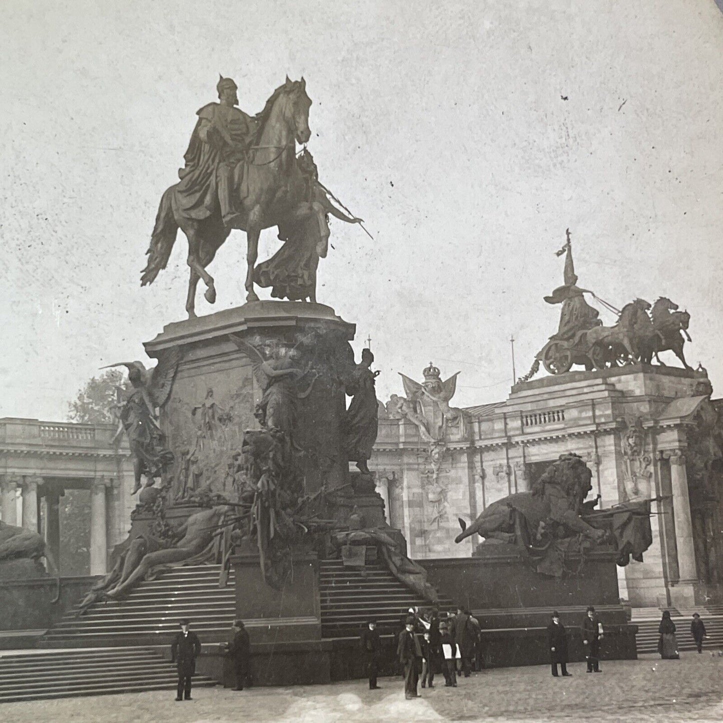 William I Monument Statue Stereoview Berlin Germany Antique c1900 Y160