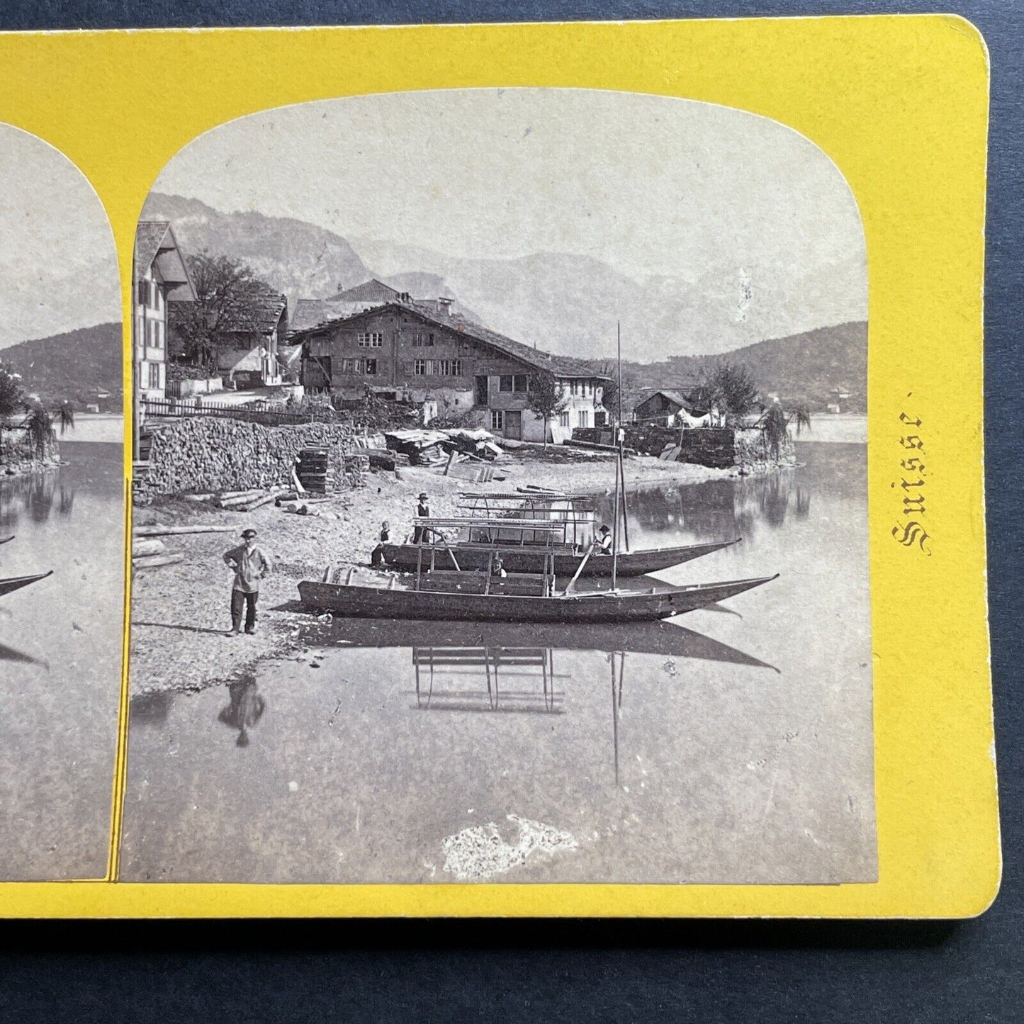 Antique 1870s Brienz Switzerland On Brienzersee Stereoview Photo Card P1293