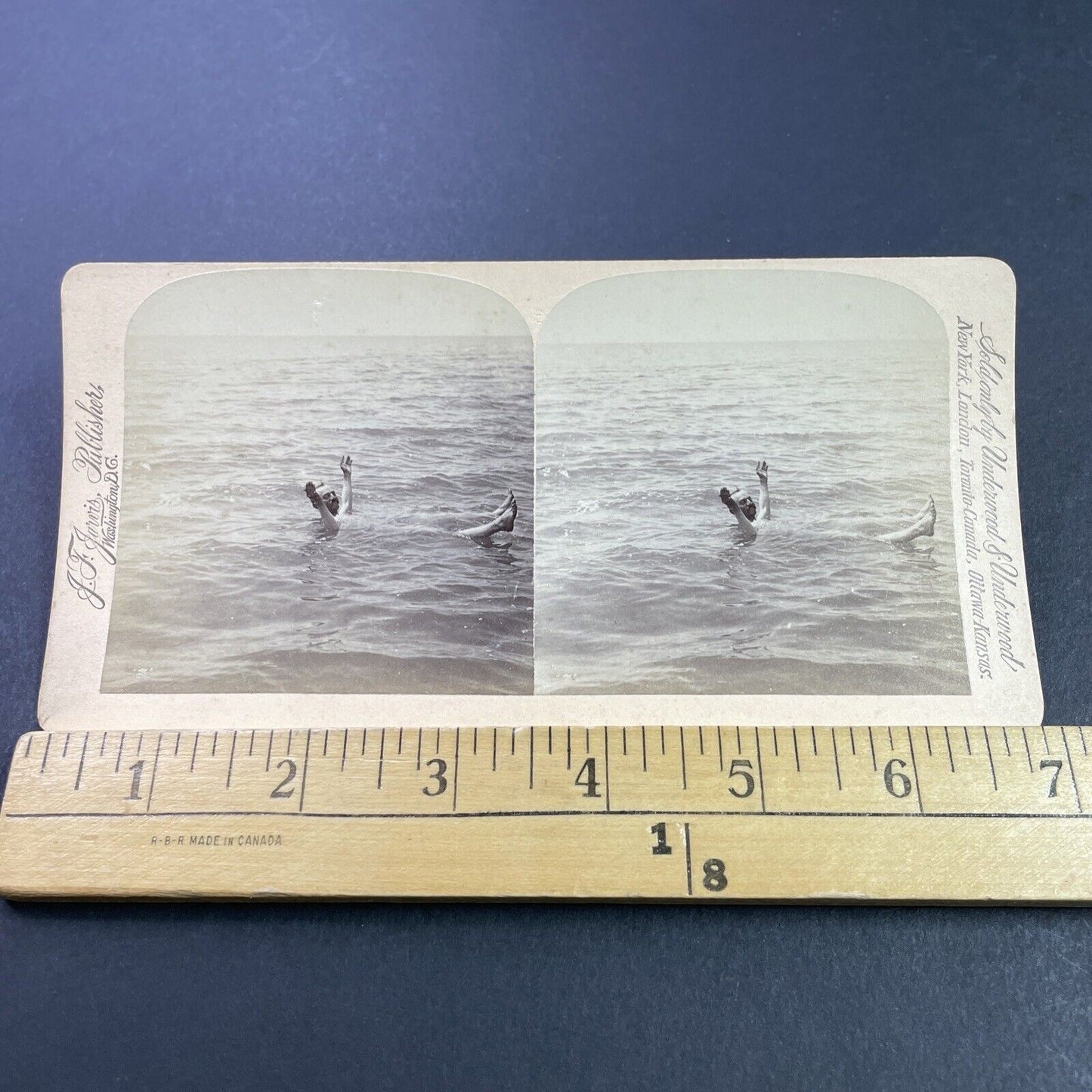 Antique 1890s Skinny Dipping In The Dead Sea Stereoview Photo Card P3841