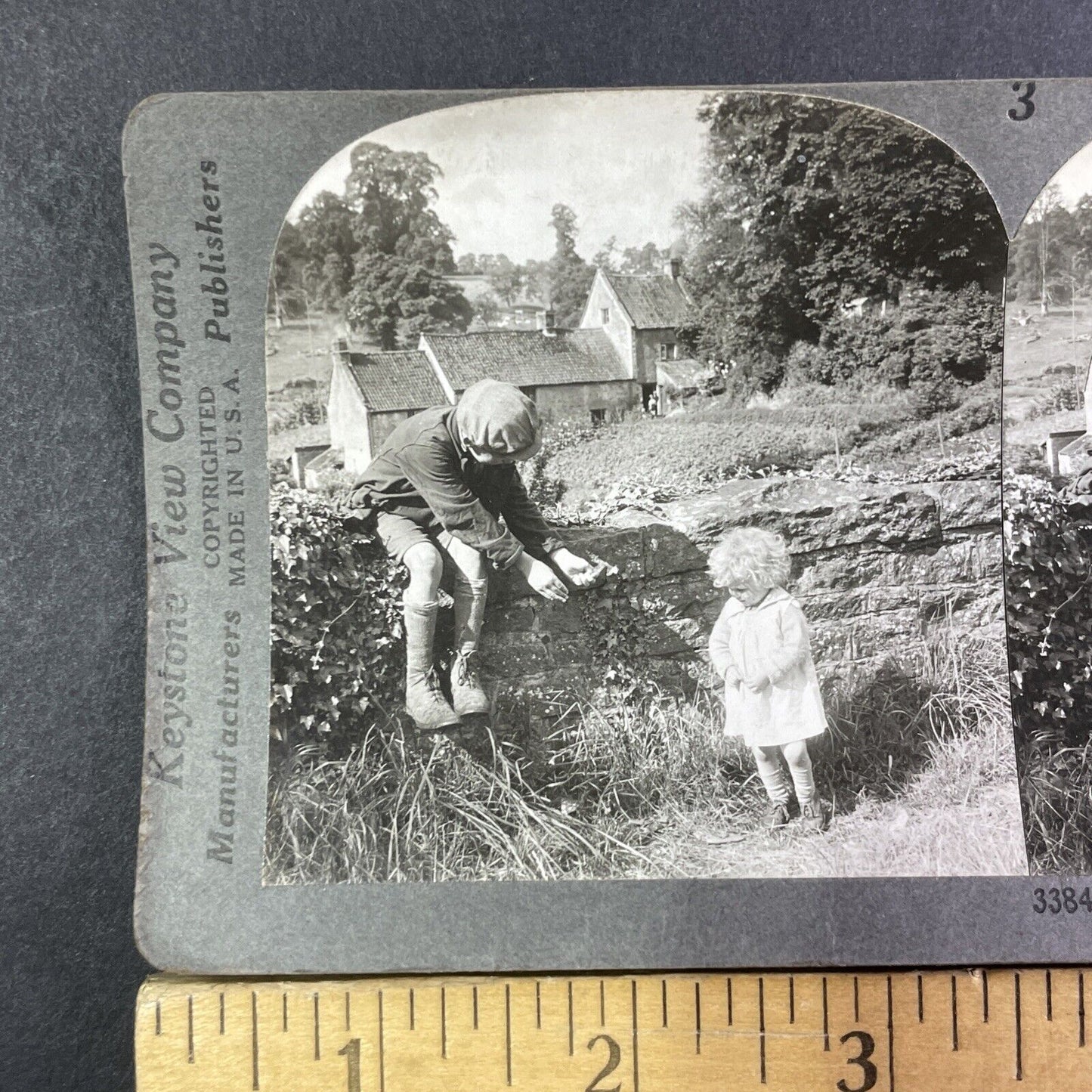 Norwegian Children in the Countryside Norway Stereoview Antique c1910s Y1366