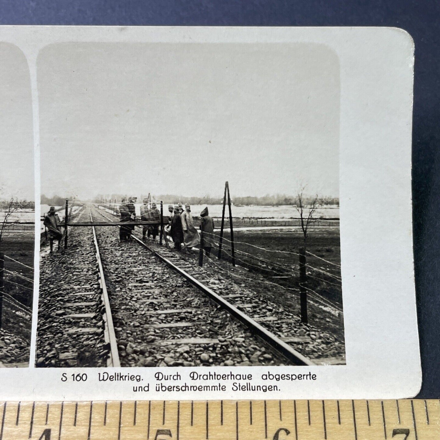 Antique 1916 German Defenses On The Railroad WW1 Stereoview Photo Card P3049