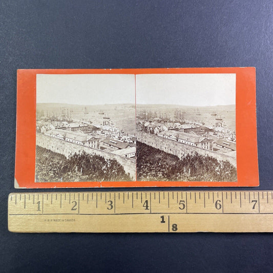 Quebec City Harbour and Ships Canada Stereoview L.P. Vallee c1860s Y1724