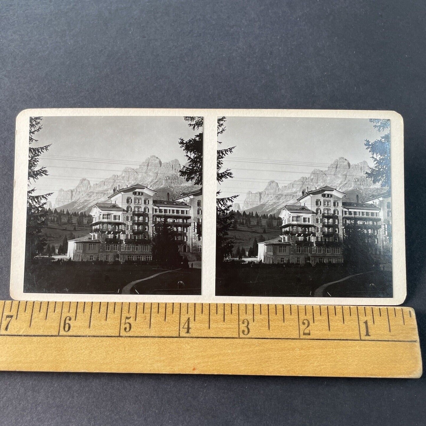 Antique 1925 Grand Hotel Carezza Al Lago Italy OOAK Stereoview Photo Card P3252