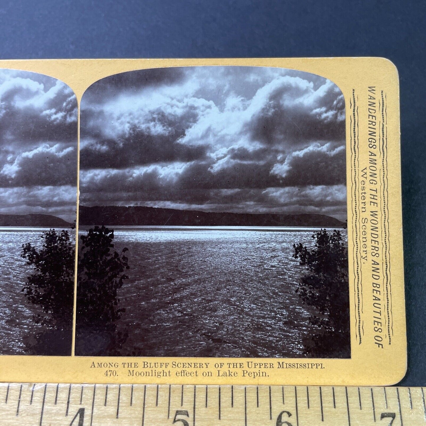 Antique 1880s Lake Pepin Wisconsin Upper River Stereoview Photo Card P3029