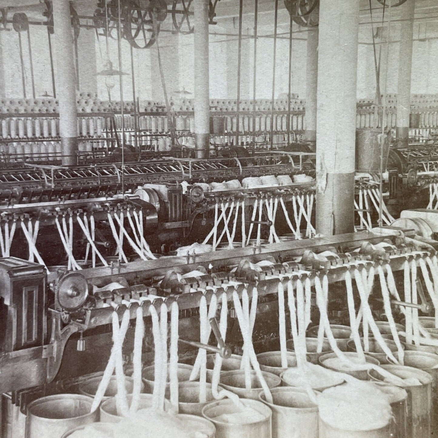 Antique 1892 Cotton Mill Spin Room Augusta Georgia Stereoview Photo Card P2399