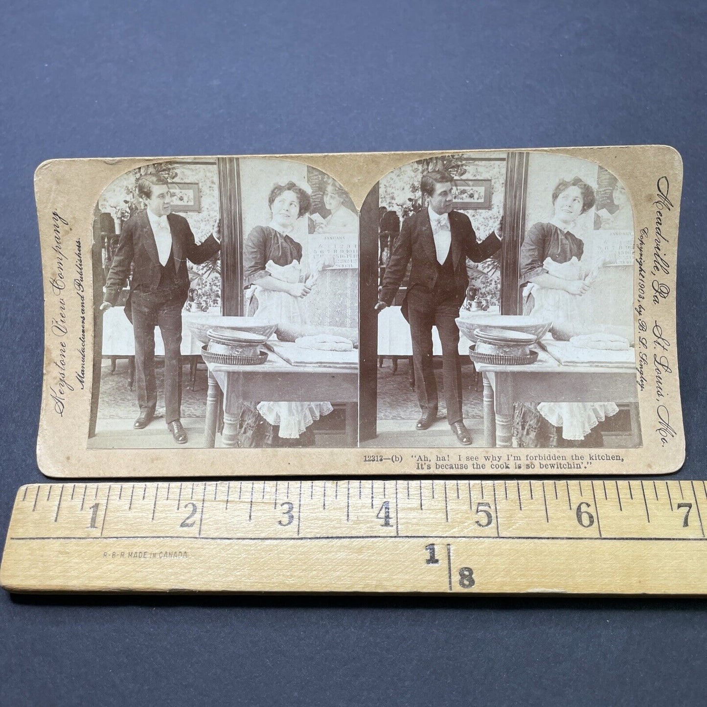 Antique 1903 Man Attempts To Seduce French Maid Stereoview Photo Card P2597