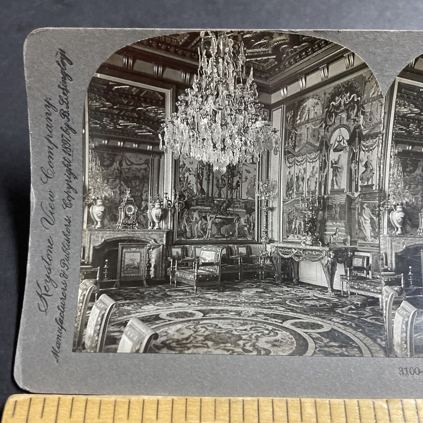 Antique 1897 Royal Palace Fontainebleau Paris France Stereoview Photo Card P5141