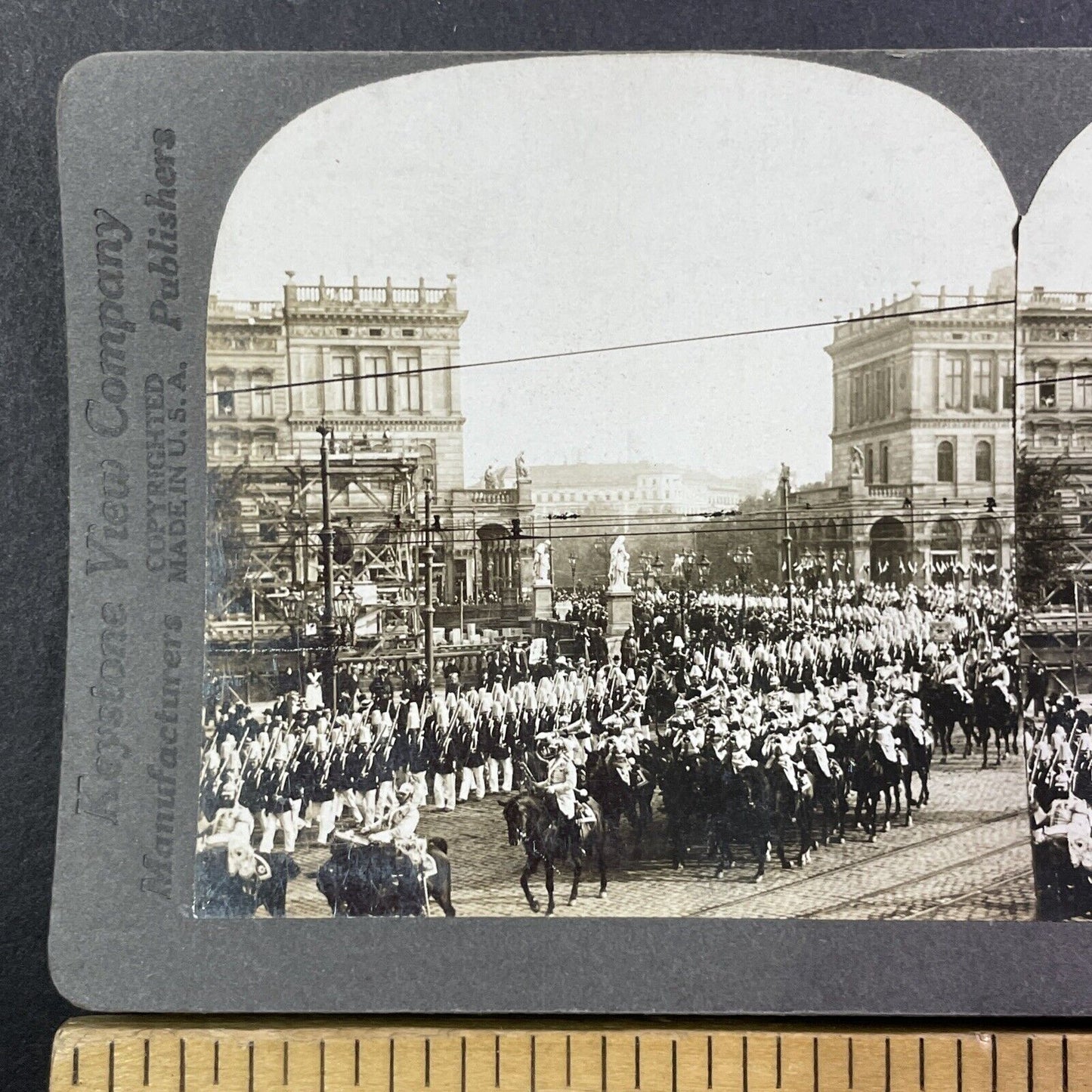 German Military Parade Berlin Germany Stereoview Antique c1916 Y510