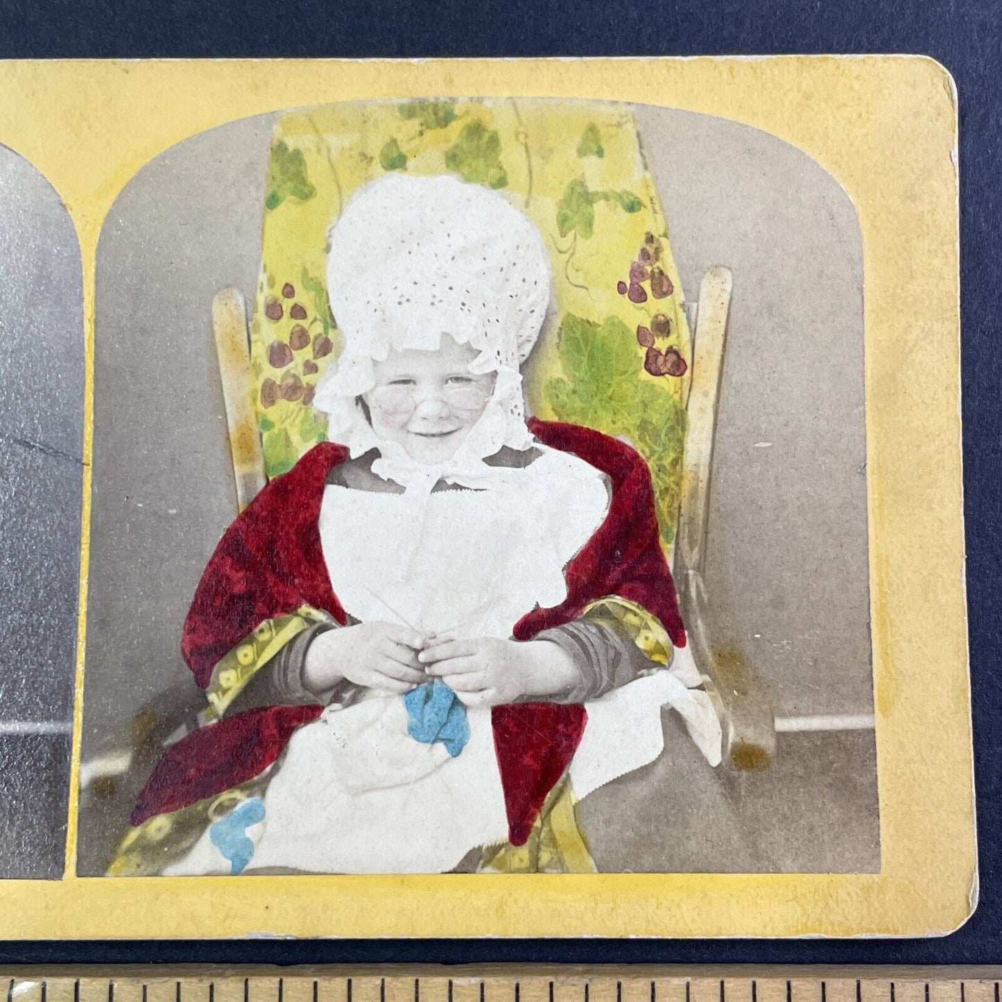 Child Dresses Up as a Grandma Stereoview F.G. Weller Antique c1870s Y1340