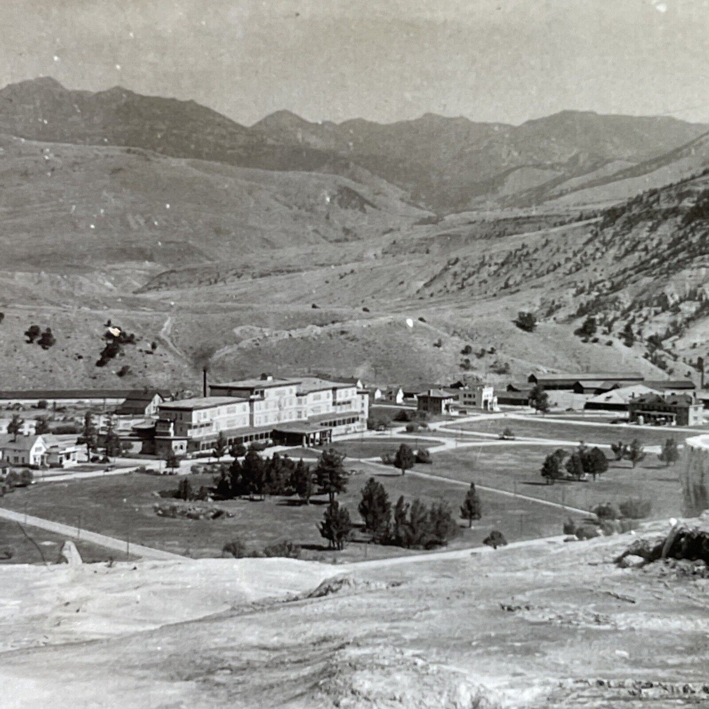 Antique 1920s Mammoth Springs Hotel Yellowstone Stereoview Photo Card P3184