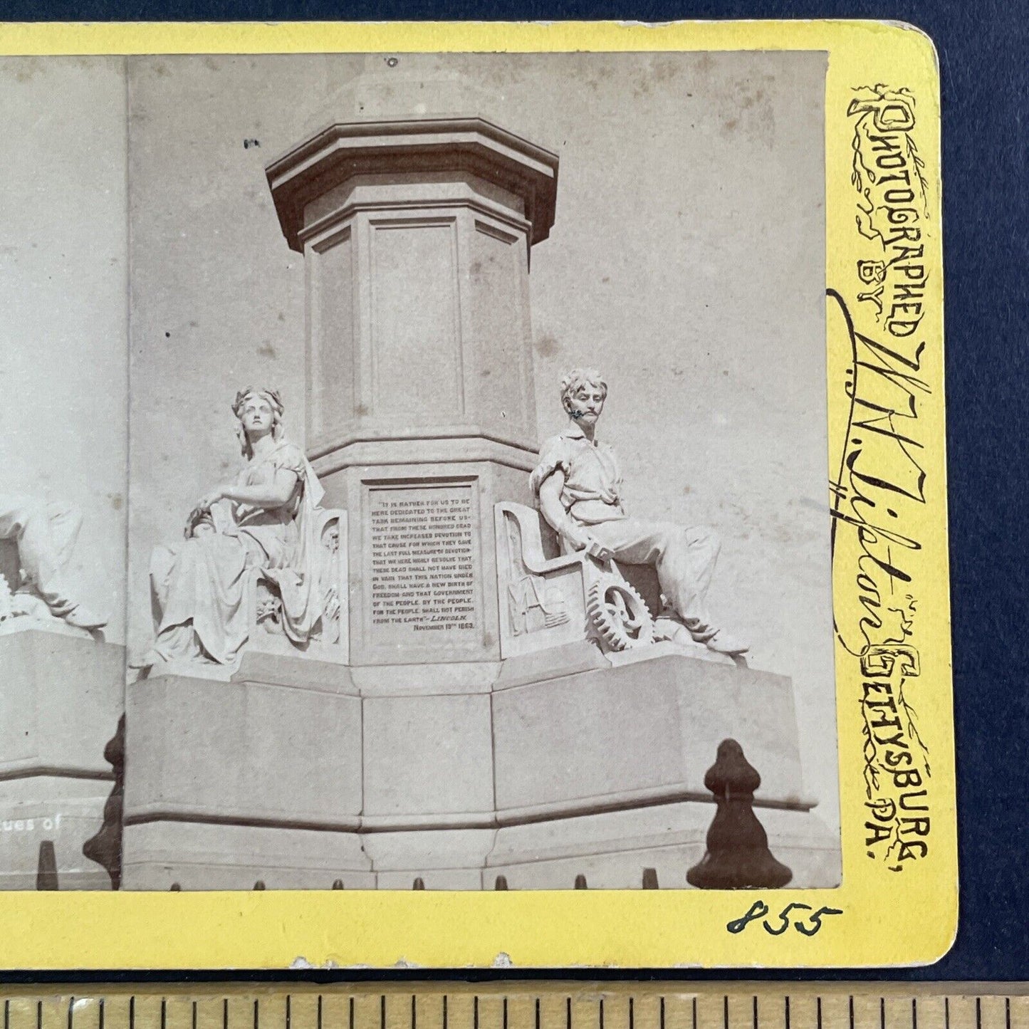 Gettysburg Civil War Monument Completed Stereoview WH Lipton Antique c1874 X3643