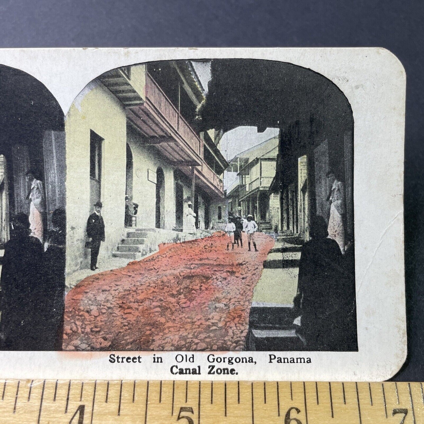 Antique 1910s Nueva Gorgona Panama City Street View Stereoview Photo Card P3023