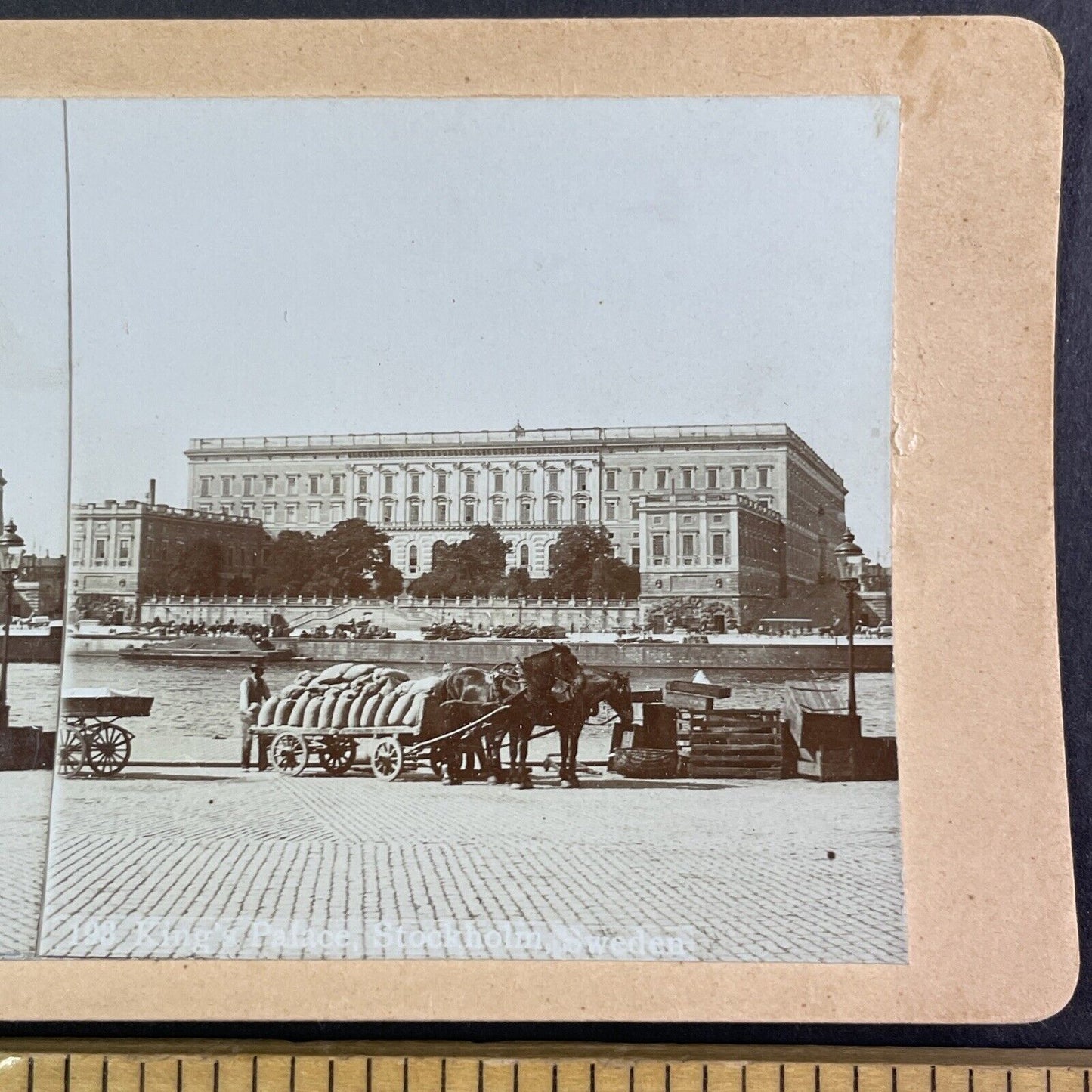 King's Palace in Stockholm Sweden Stereoview Antique c1890s Y2209