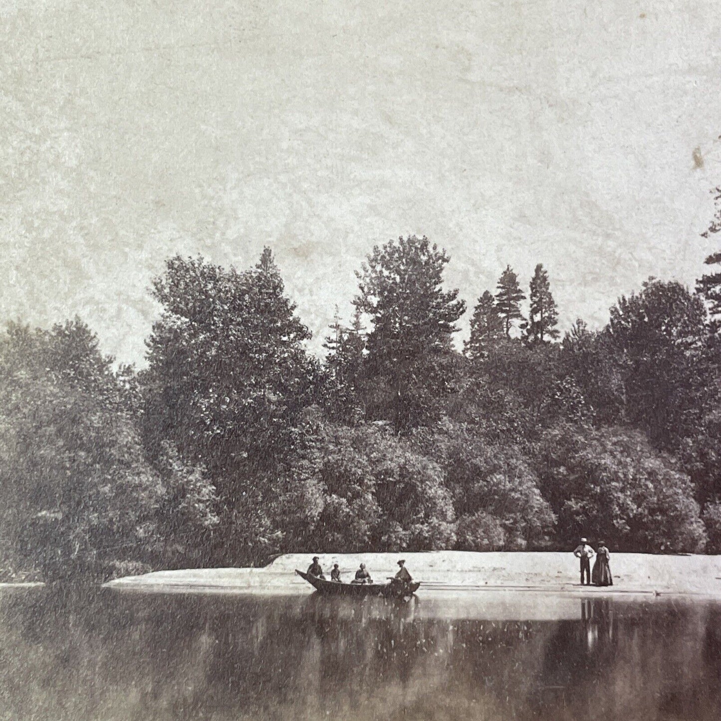 Boating on Mirror Lake Yosemite CA Stereoview J.P. Soule Antique c1870 Y027