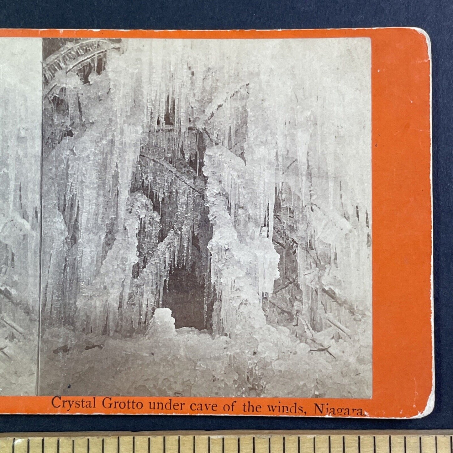 Ice Cave Niagara Falls New York Stereoview J.G. Parks Antique c1870 Y1733