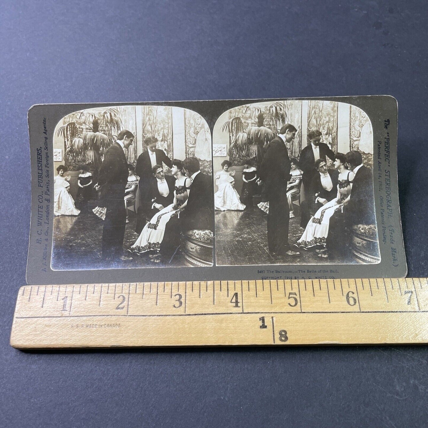 Antique 1902 Victorian Men Attracted To Same Woman Stereoview Photo Card P2995