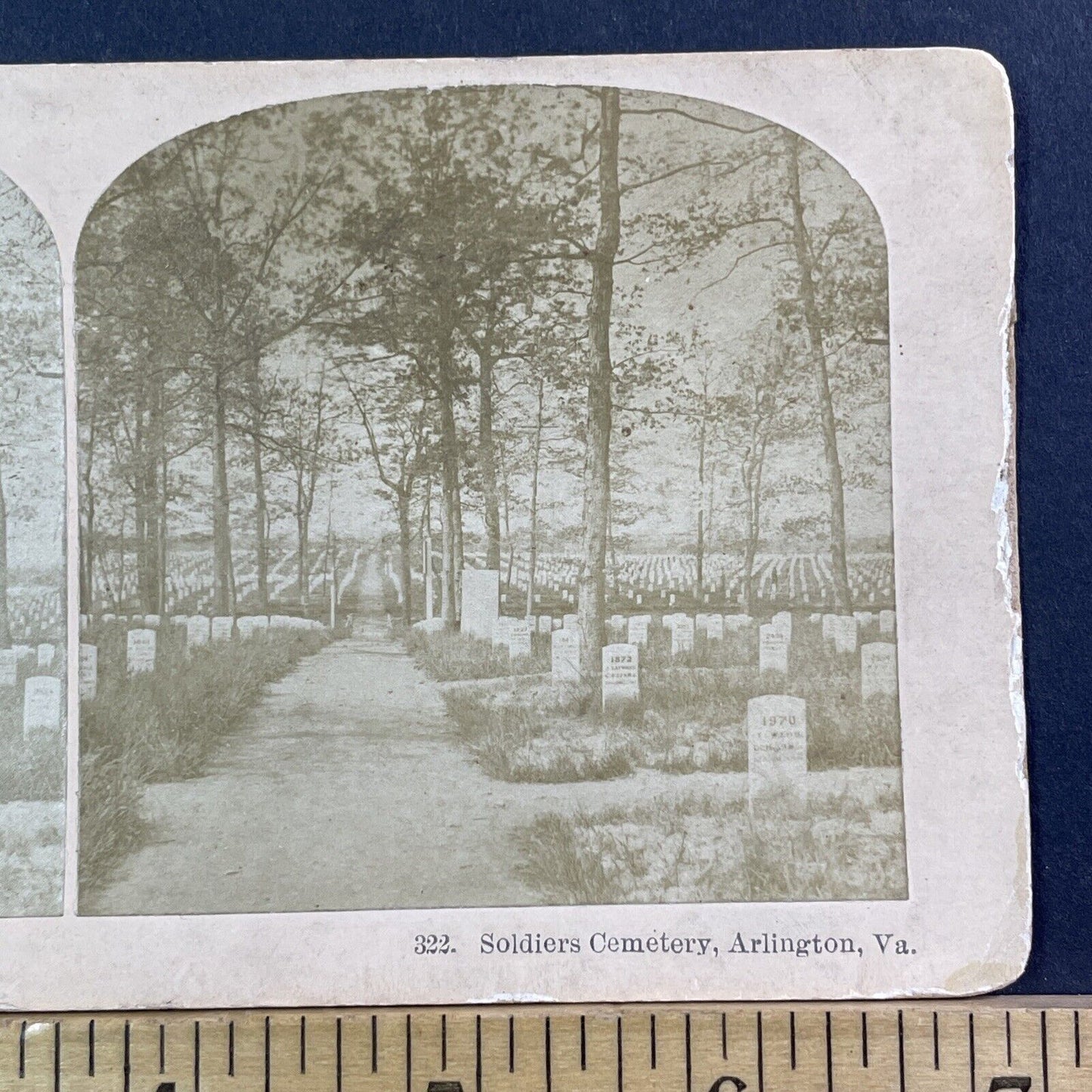 Civil War Graves Stereoview Arlington Virginia BW Kilburn Antique c1895 X1325