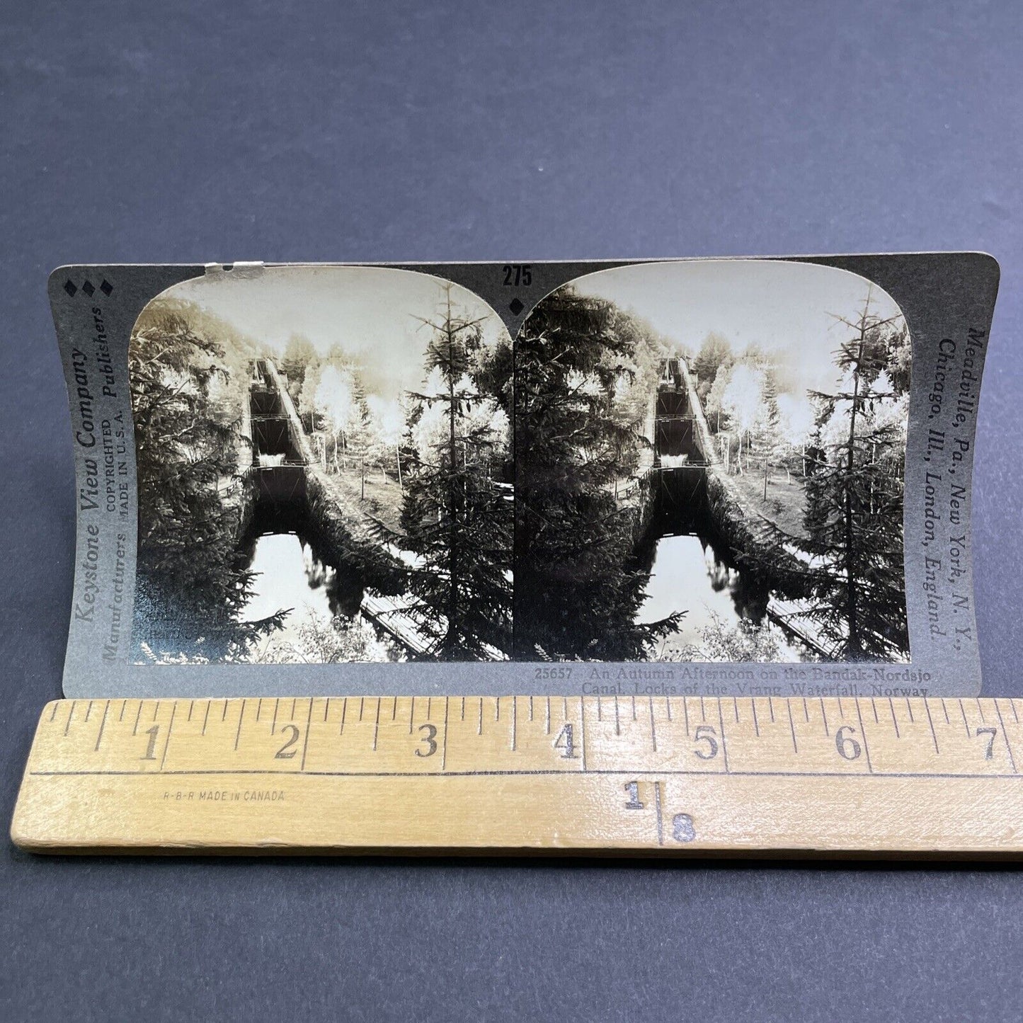 Antique 1919 Vrangfoss Locks Telemark Canal Norway Stereoview Photo Card P1946