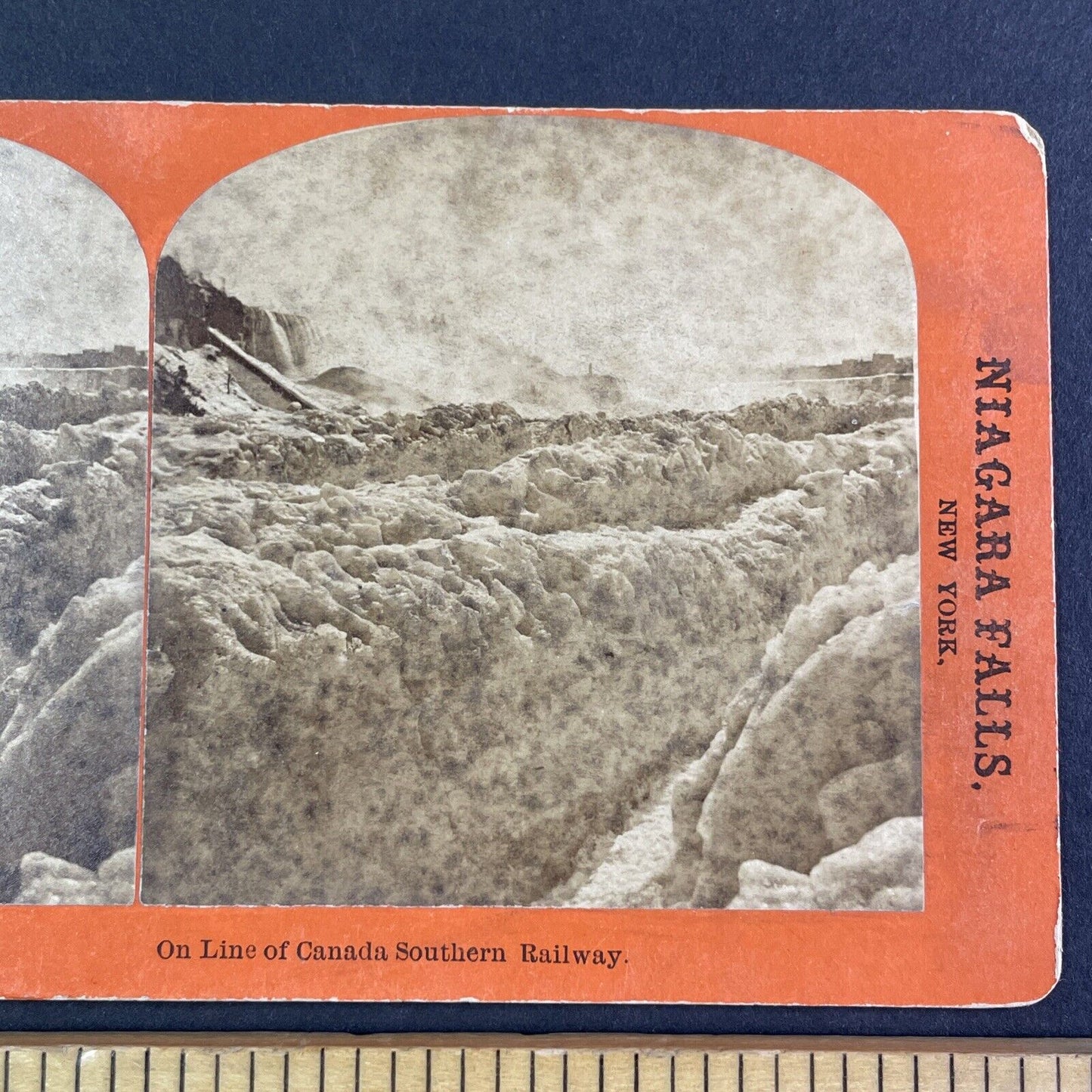 Great Ice Bridge of 1872 Niagara Falls Stereoview George Barker c1872 Y2463