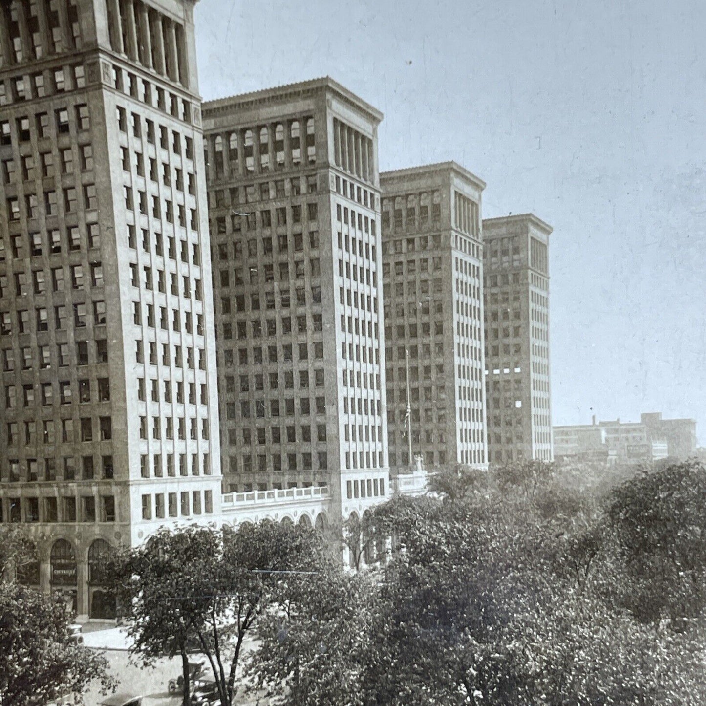 Antique 1920s General Motors Office Building Detroit Stereoview Photo Card P2059