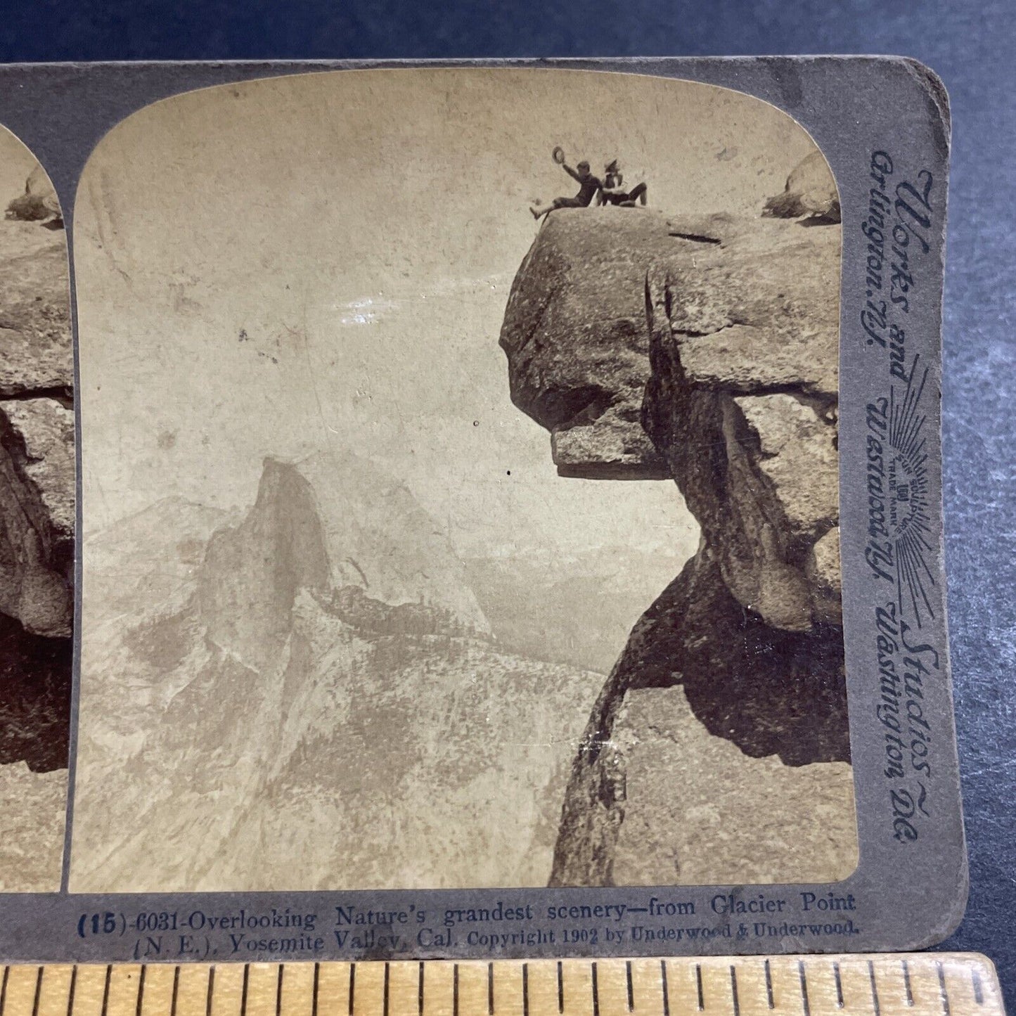 Antique 1902 Glacier Point Rock Yosemite California Stereoview Photo Card P4960