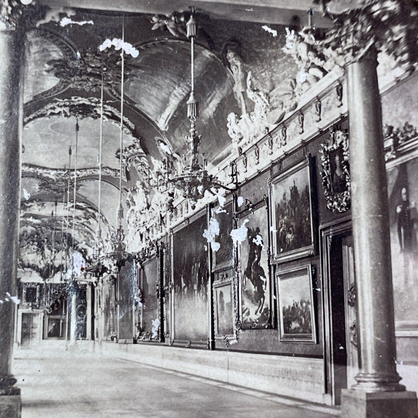 The Gallery In The Berlin Palace Stereoview French Tissue Antique c1860s XT2118