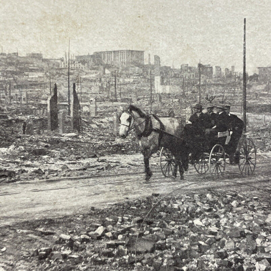 Antique 1906 Nob Hill San Francisco Great Fire Stereoview Photo Card Q2255 RARE