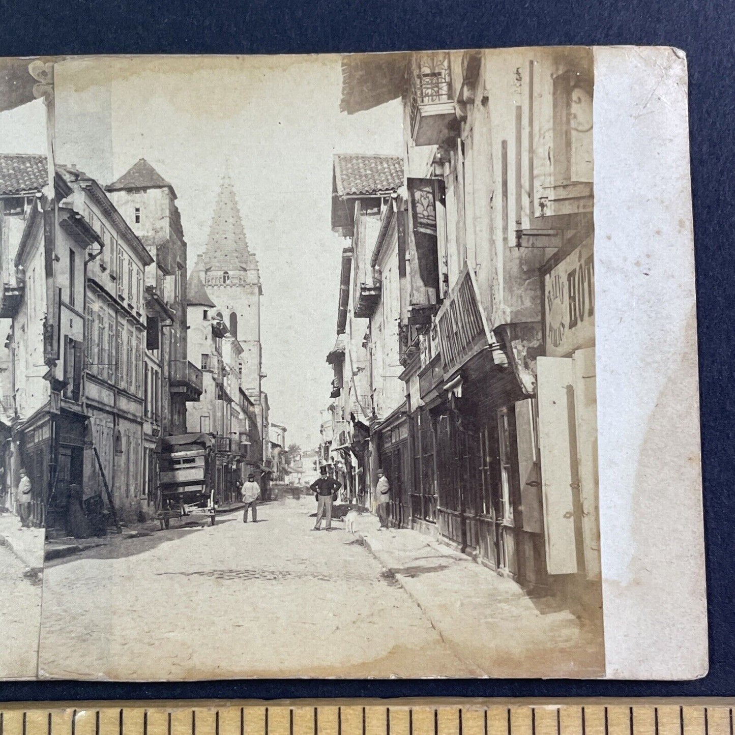 The Grand Rue Lisieux Normandy France Stereoview Antique c1860s X3269