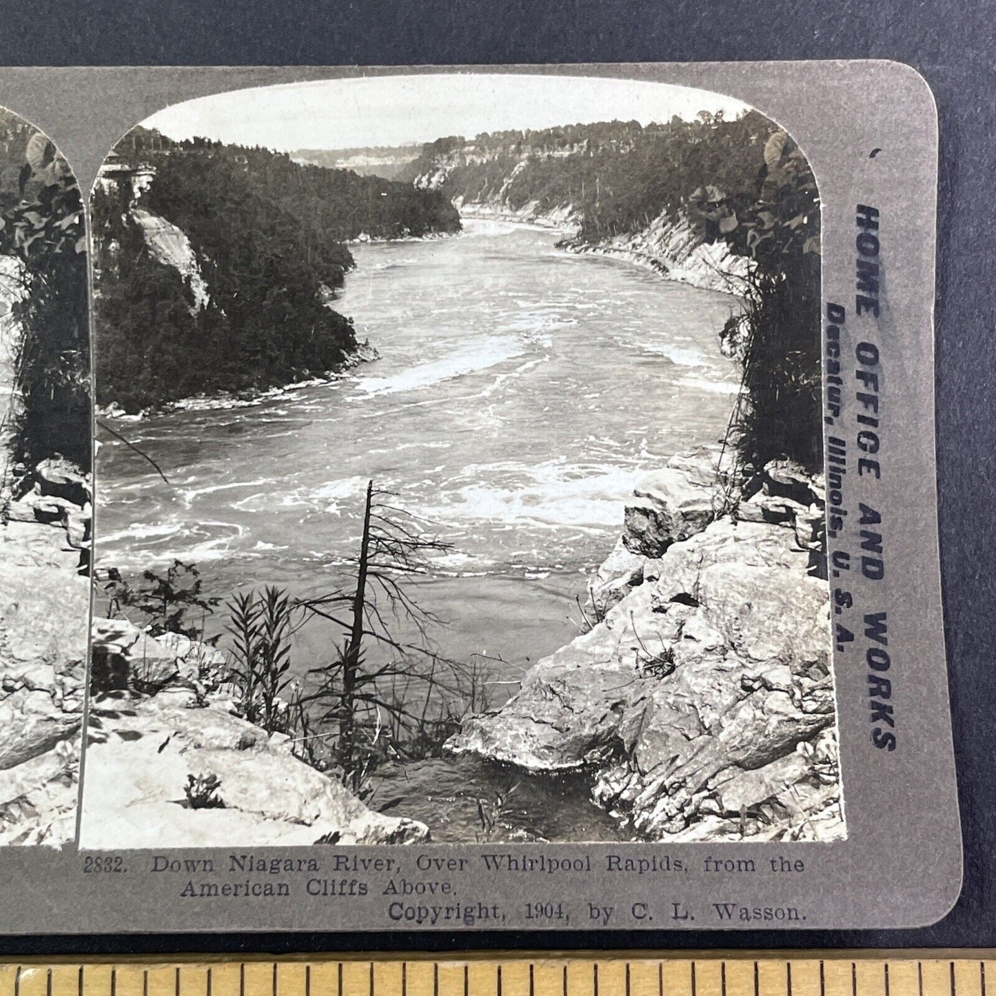 Niagara River towards Lewiston New York Stereoview C.L. Wasson c1904 Y3009