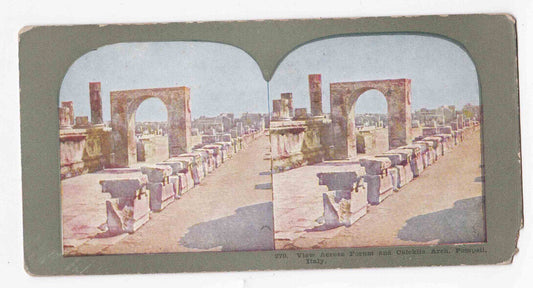 Antique 1904 The Ruins Of Pompeii And Caligula's Arch, Italy Stereo Card P296