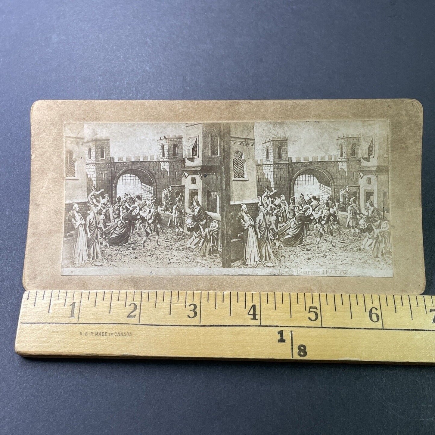 Antique 1860s Jesus Bearing The Cross Stereoview Photo Card P3411