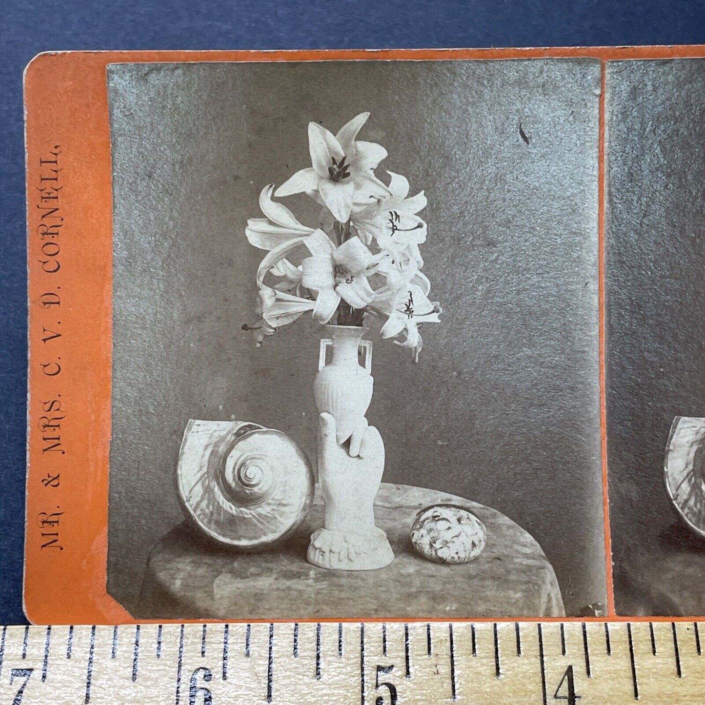 Antique 1870s Funeral Flowers Waterloo New York Stereoview Photo Card P2273