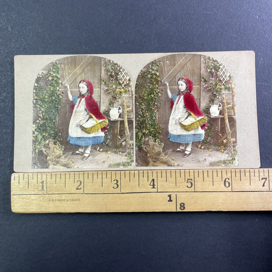 Little Red Riding Hood Stereoview Hand Colored Photo Antique c1870 X1507