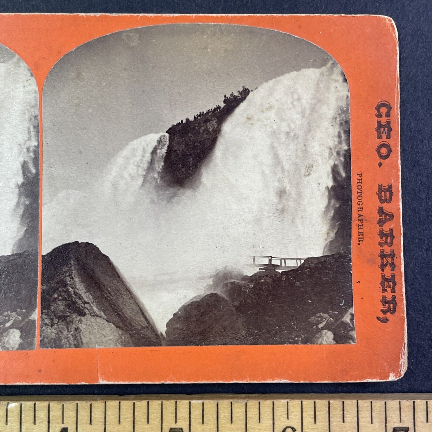 Niagara Falls American Side Stereoview George Barker Antique c1870s Y2502