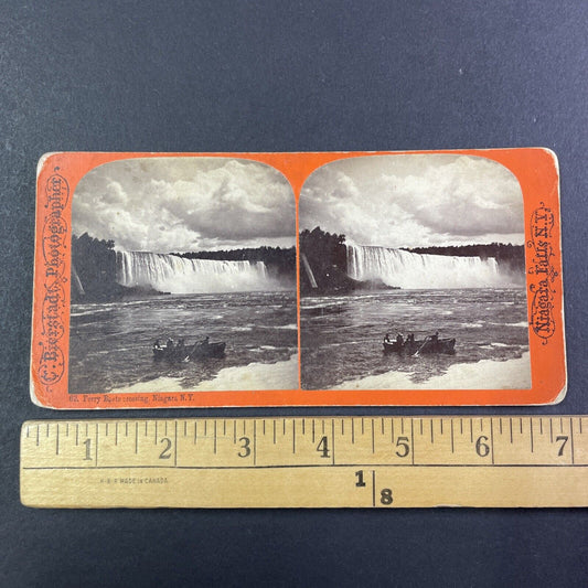 Canada to United States Ferry Crossing Stereoview Charles Bierstadt c1870s Y1836