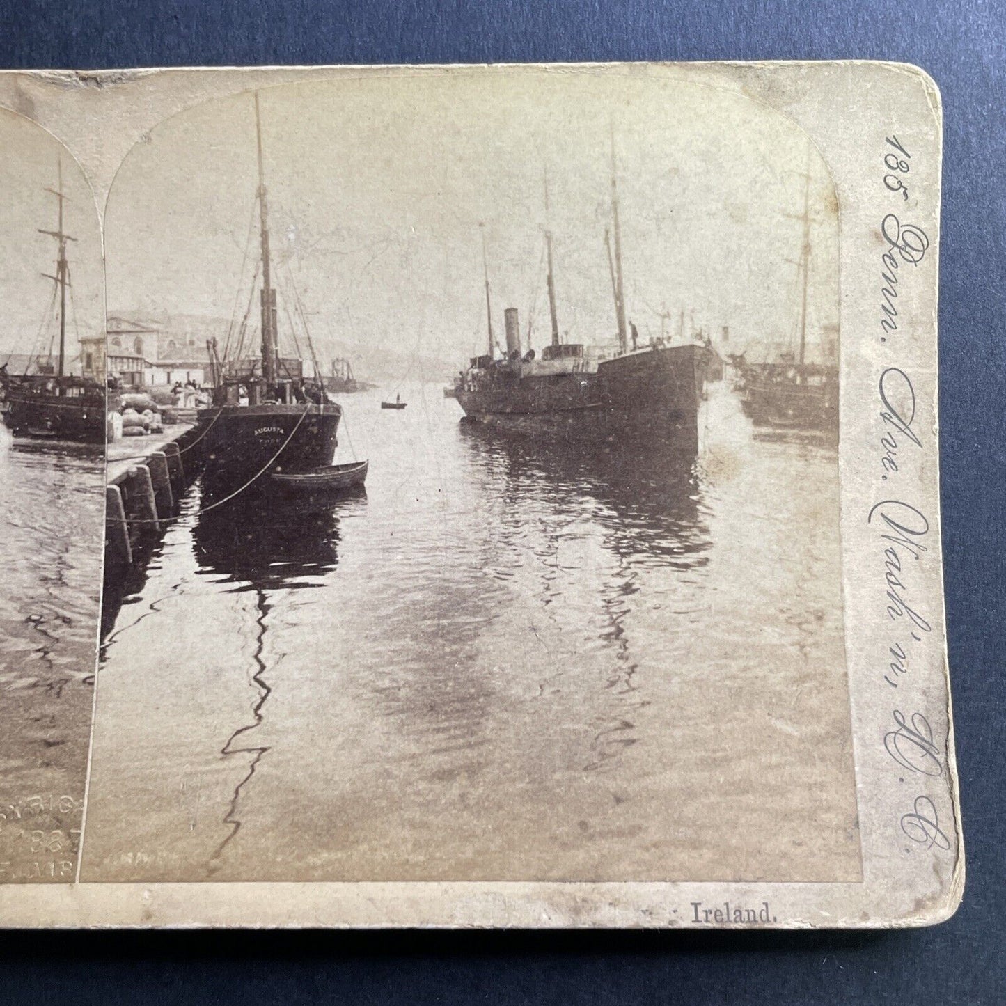 Antique 1887 Boats On The River Lee Cork Ireland Stereoview Photo Card P1601