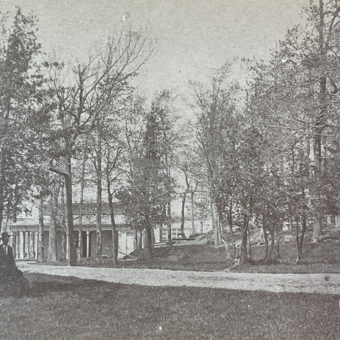 Niagara Falls Bathroom Pavilion Stereoview Leander Baker c1870s Y2518 *DAMAGE*