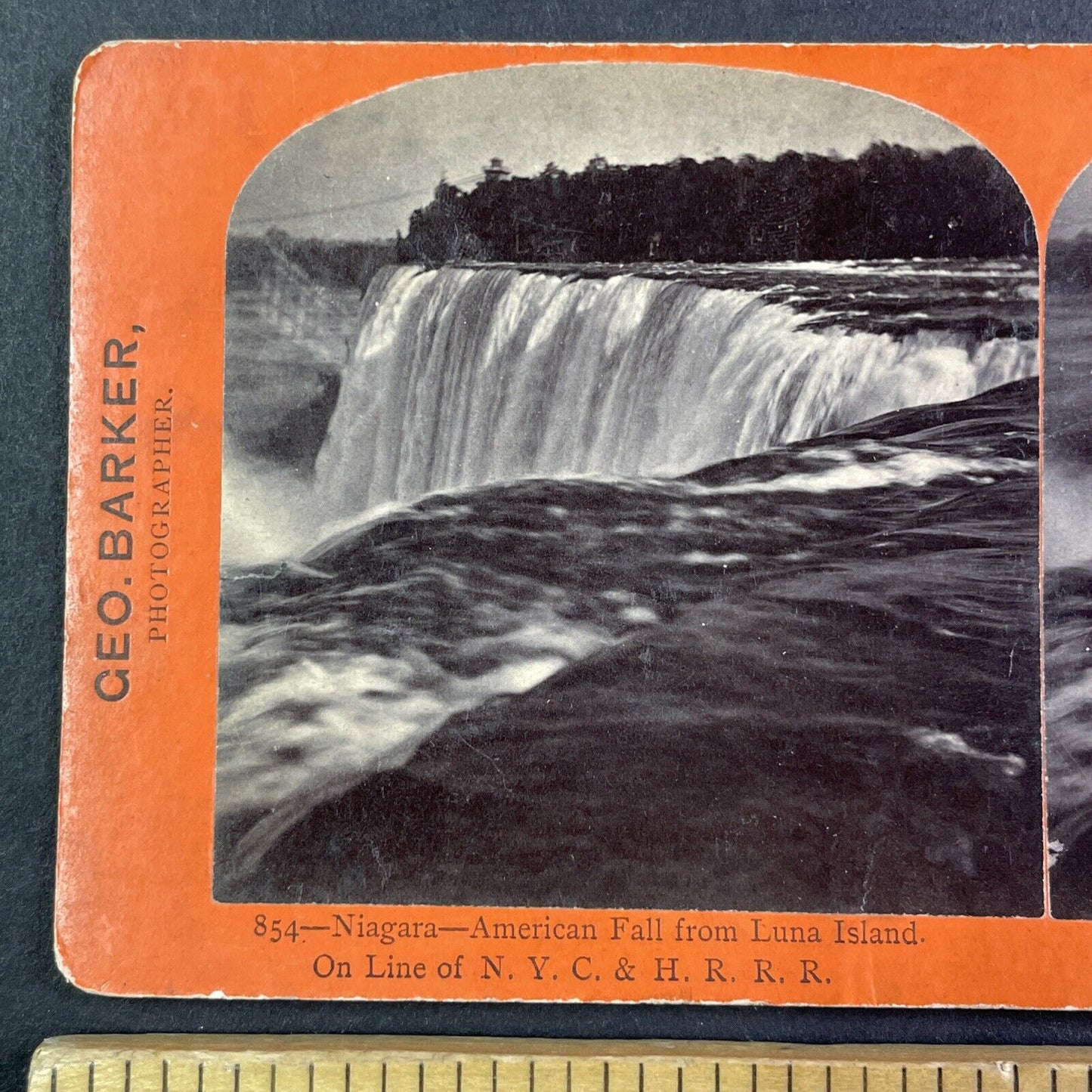 American Falls from Luna Island New York Stereoview George Barker c1870 Y2538