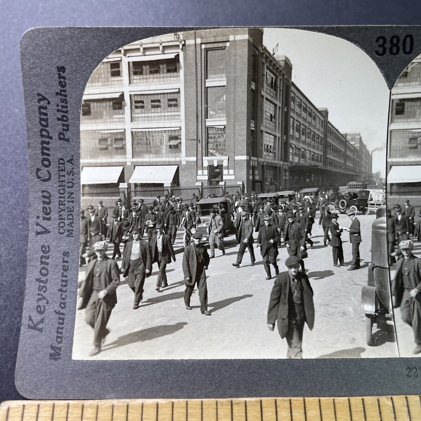 Antique 1920s Ford Motor Company Shift Change Detroit Stereoview Photo Card 3280