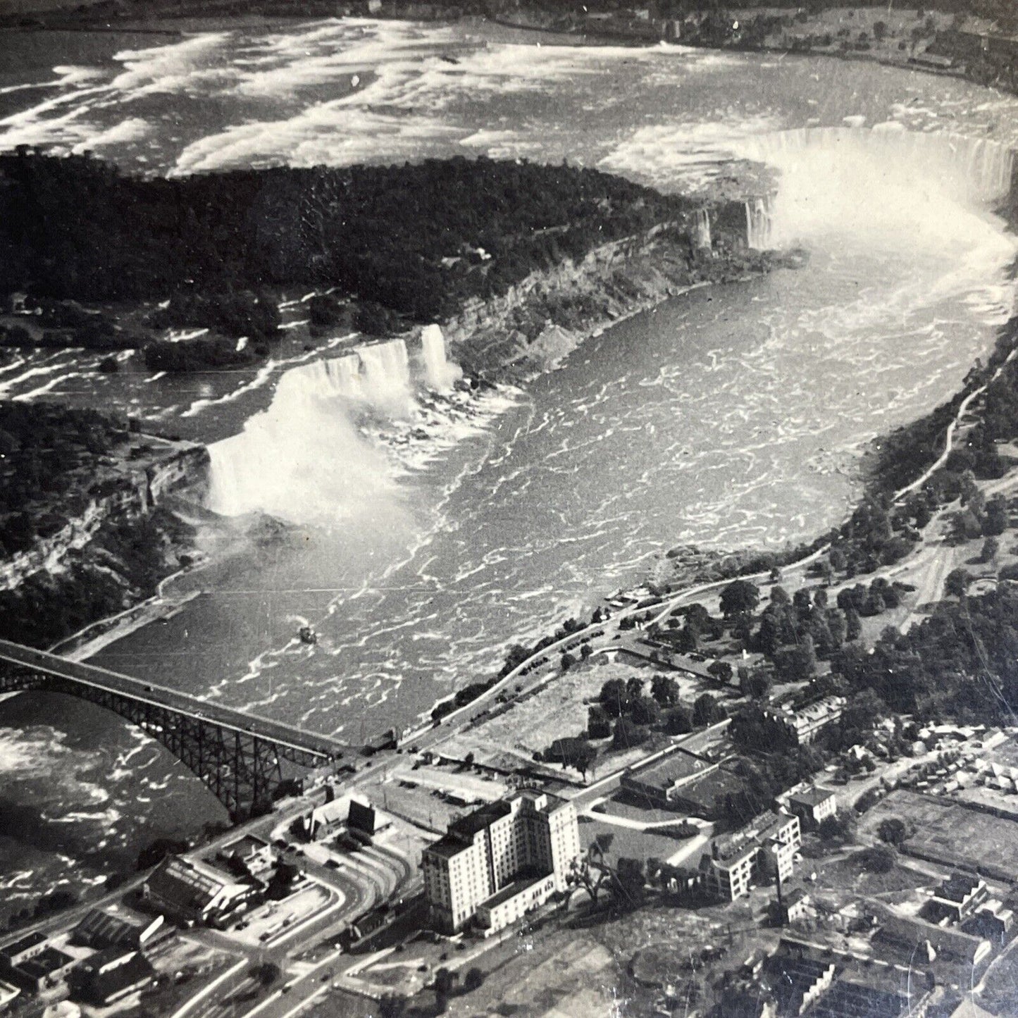 Antique 1920s Niagara Falls Ontario Aerial View Stereoview Photo Card P4905