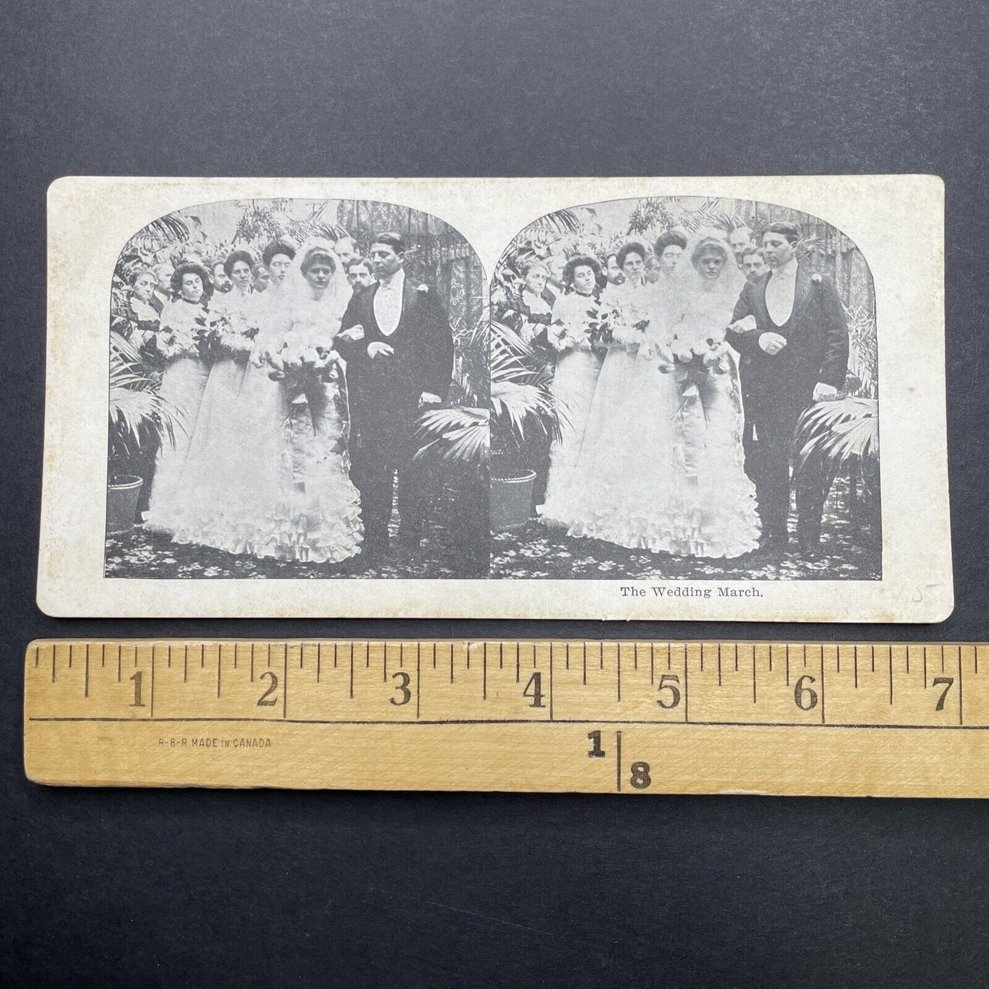 Antique 1905 Bride And Groom Wedding March Stereoview Photo Card P580-028