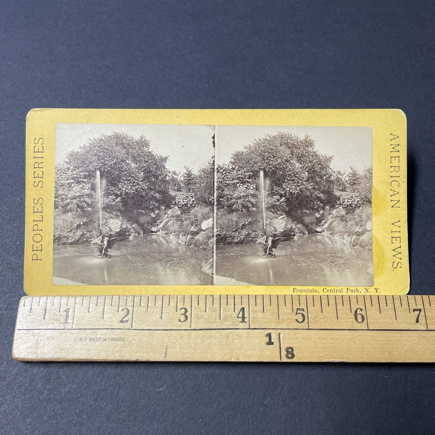 Antique 1870s Central Park Manhattan Fountain NY Stereoview Photo Card V1808