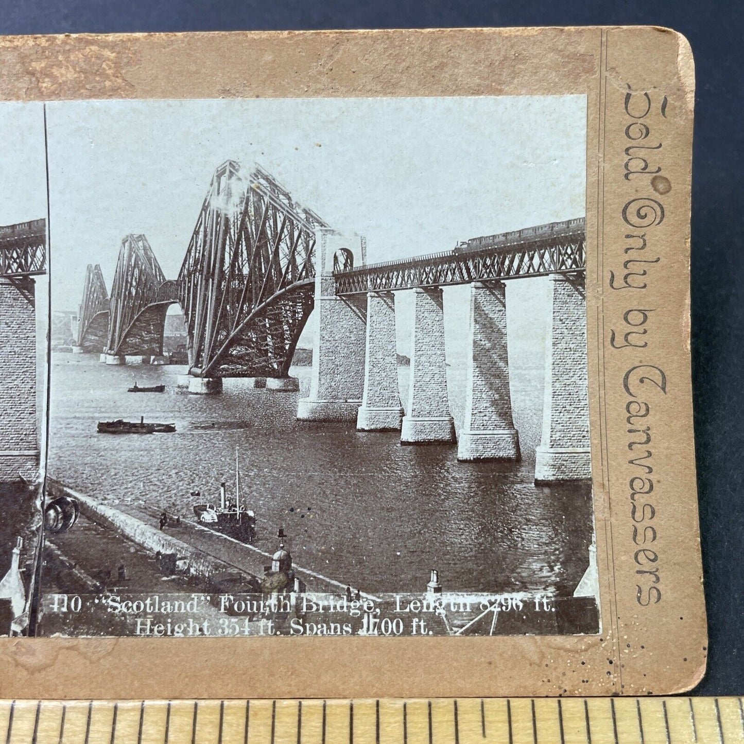 Antique 1890 Forth Bridge Scotland Work Complete Stereoview Photo Card P3041