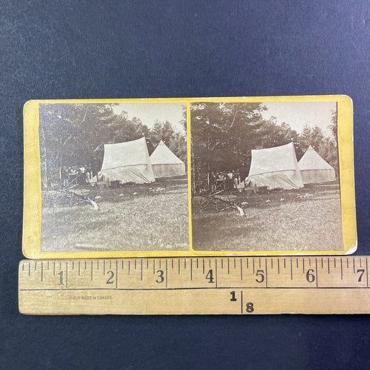 Tent Camp Weirs Beach Stereoview Laconia NH Photo Card Antique 1872 X827