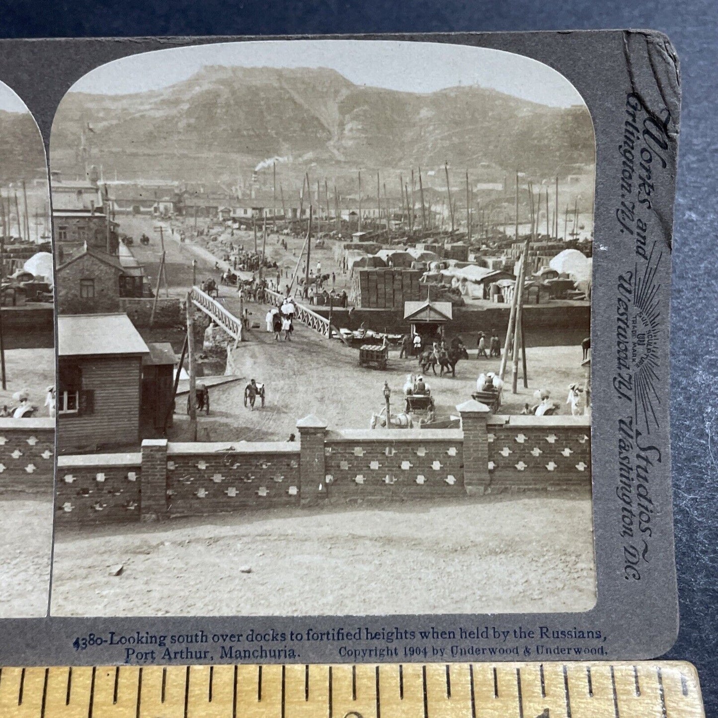 Antique 1904 Chinese Port City Held By Japan Army Stereoview Photo Card P5585