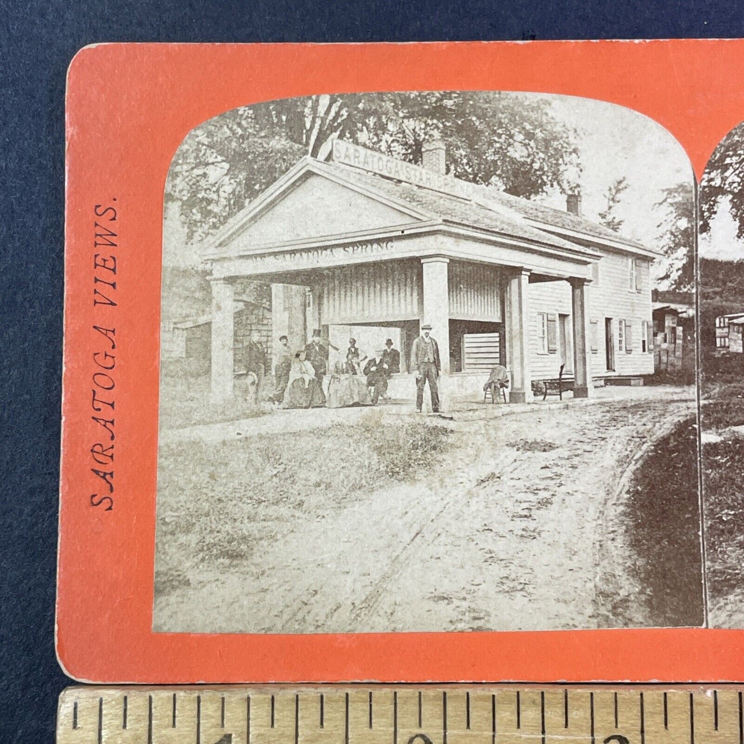 Saratoga Springs Water Well NY Stereoview Photo Card Antique c1870 X1281