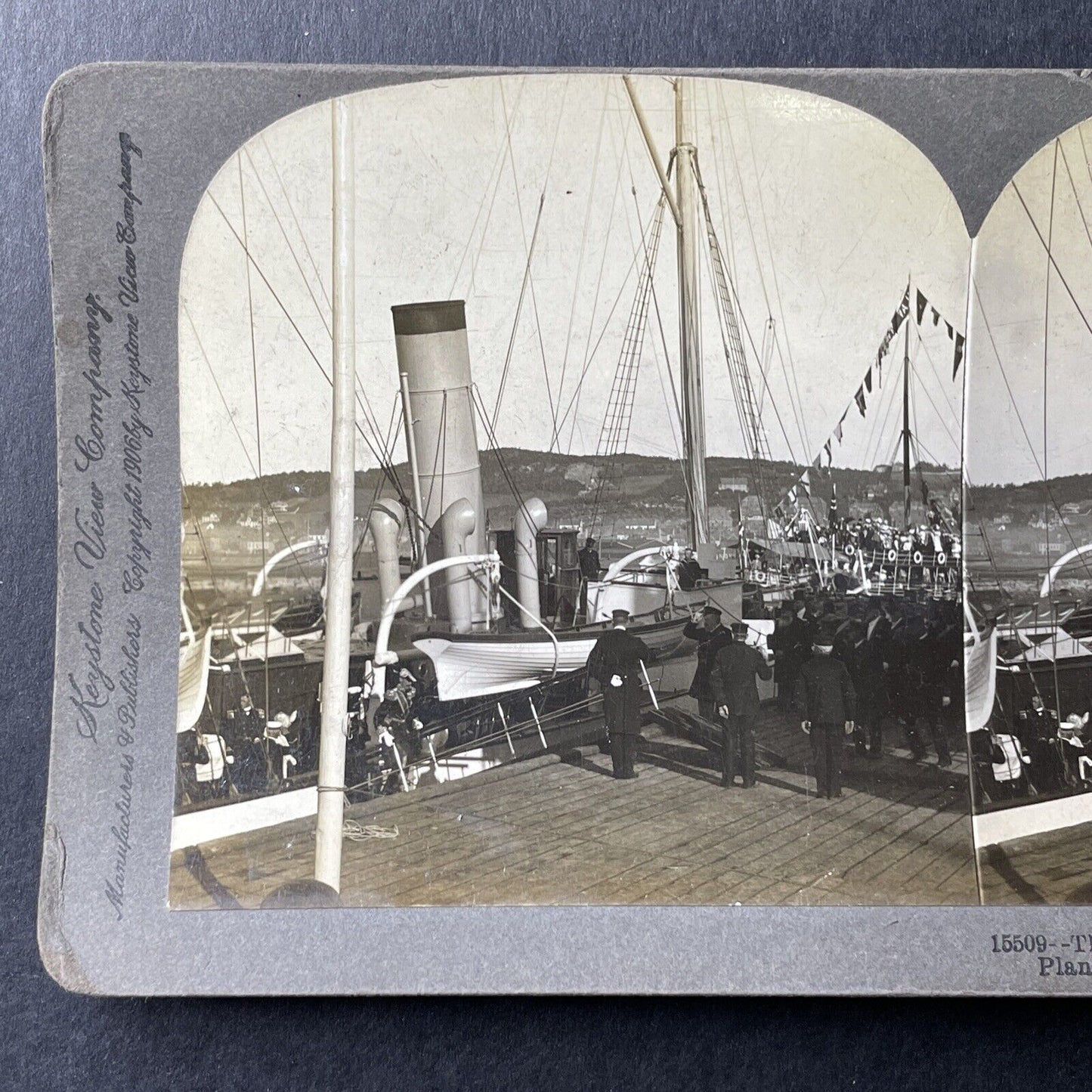 Antique 1906 King On Norwegian Royal Yacht Heimdal Stereoview Photo Card P1008