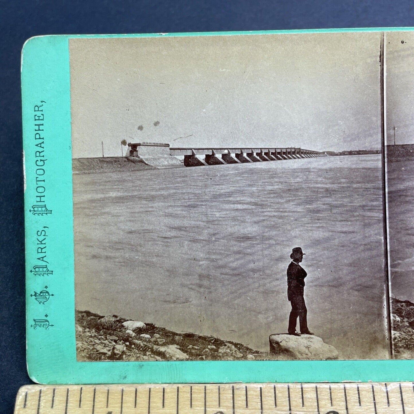 Antique 1859 Victoria Bridge Complete In Montreal Stereoview Photo Card V455