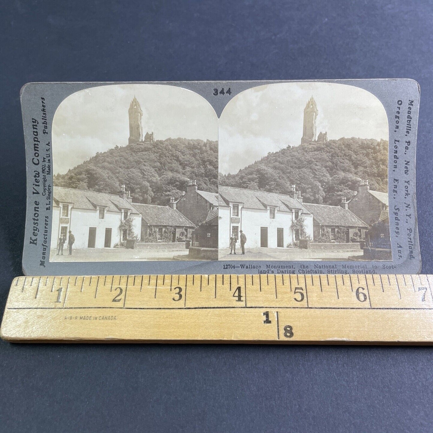 Antique 1902 William Wallace Monument Scotland Stereoview Photo Card P2198